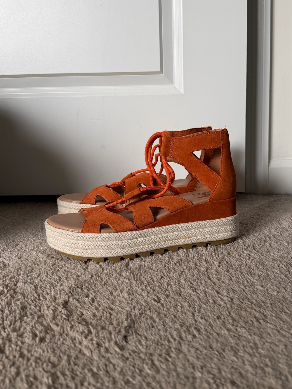 Sorel Orange Cameron Lace-Up Espadrille Platform Sandals